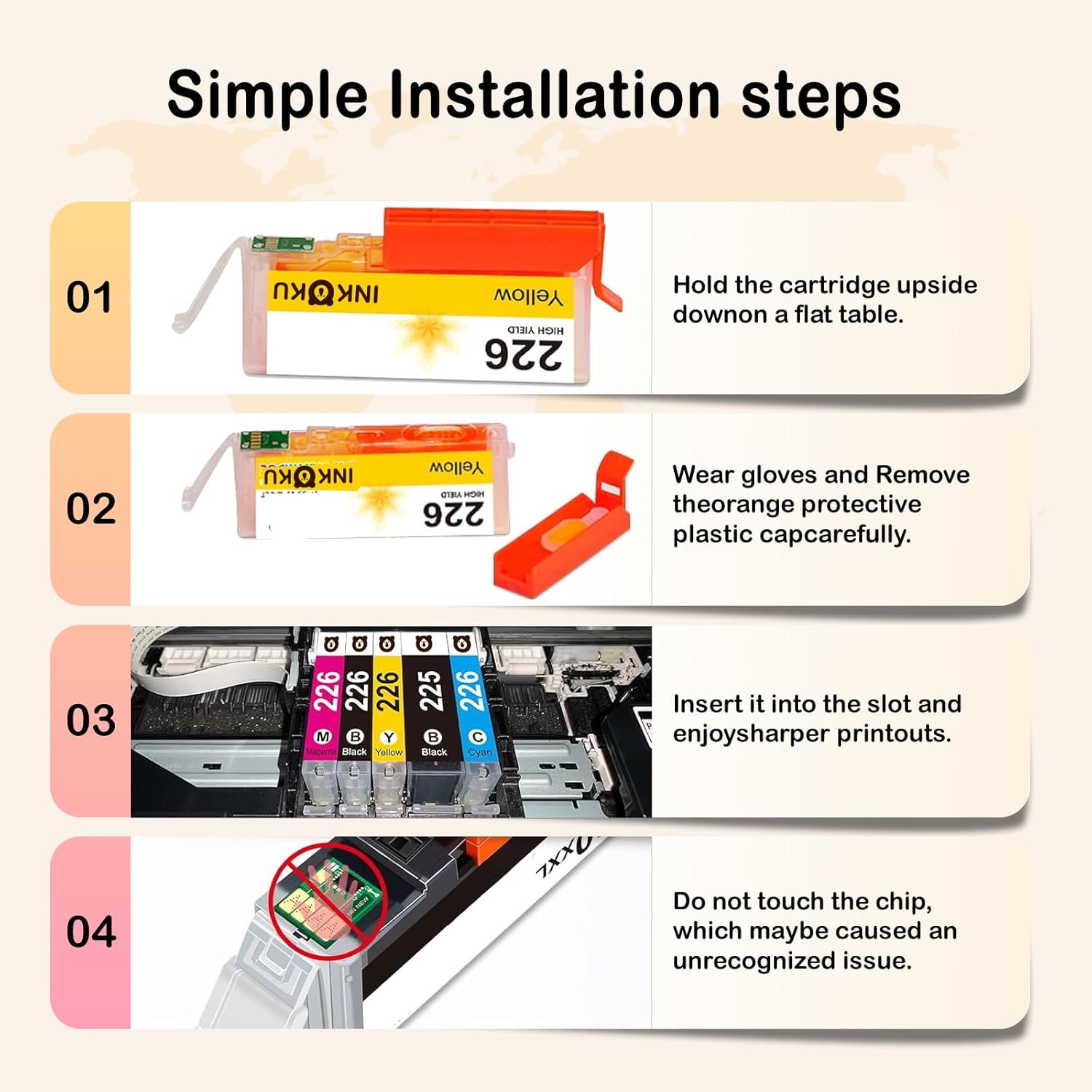 225 226 Ink Cartridges Combo Pack, PGI-225XL CLI-226XL 5 Color Value Pack Compatible with Canon PIXMA MG5220 MG5320 MG6120 MX882 Printers (PGBK, Black, Cyan, Magenta, Yellow, 5 Pack)