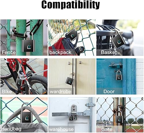 Miniatura 8 de AICase - Candado de huellas dactilares ultra ligero con un toque abierto con carga USB para gimnasio, deportes, casillero de empleados escolares,