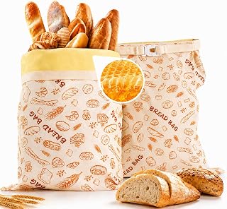 1-Pack Pure Cotton Beeswax Bread Bags,Reusable for Sourdough,Homemade | 10x13 Inch,100% Cotton with Natural Beeswax Lining Helps Keep Bread Fresh,Crust Crisp,Secure Lock Closure, Easy to Clean