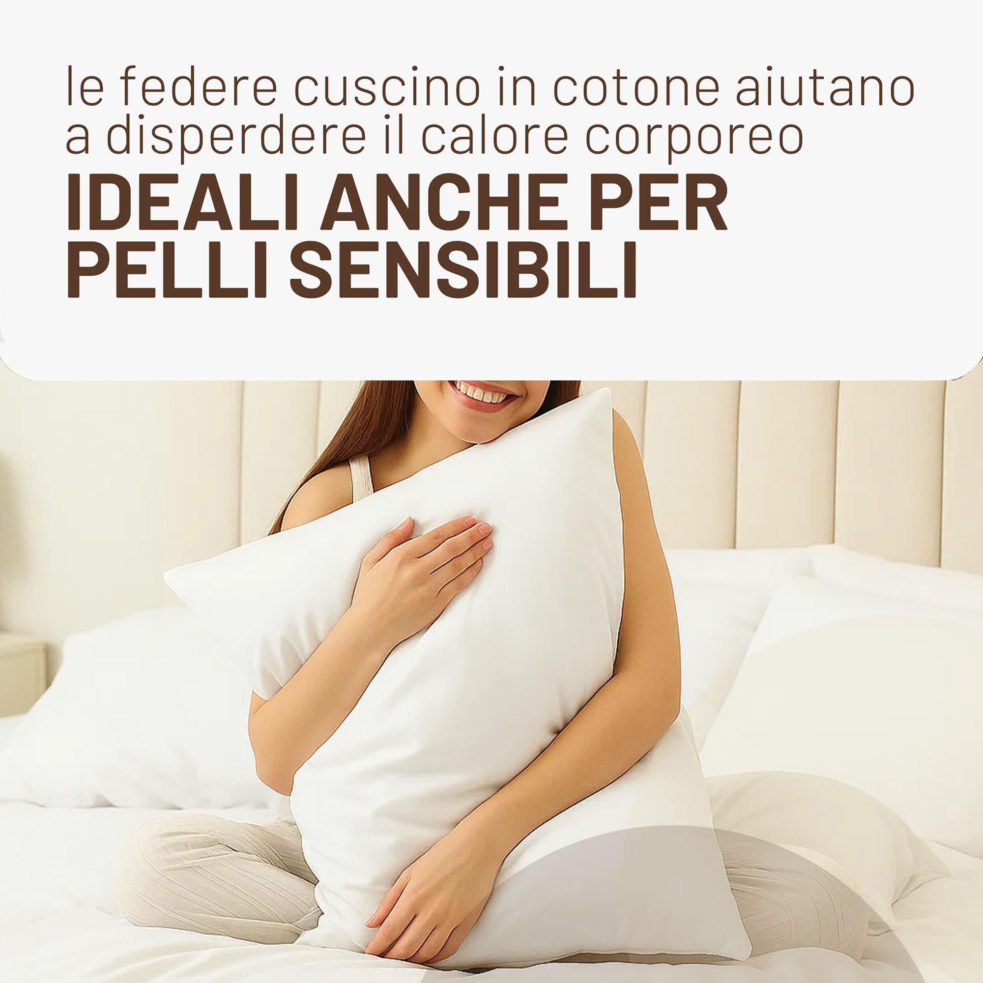 SONIT - Set 4 Federe Bianco Cuscino Letto 50x80 cm 100% Cotone con Chiusura a Busta, Morbidi e Traspiranti, Letto Matrimoniale, Fodere Guanciale Lavabili Biancheria Letto, Made in Italy