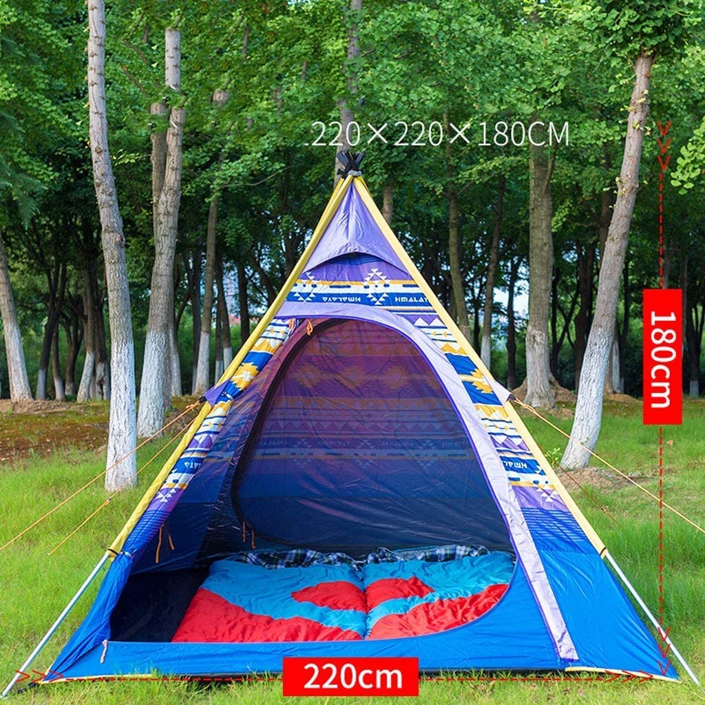 Namiot Trekkingowy, Wiatroszczelny, Namiot W Kształcie Piramidy 3 Osoby Łatwa Konfiguracja Wodoodporna Powłoka Przeciwsłoneczna Pręt Aluminiowy Błyskawiczny Tent