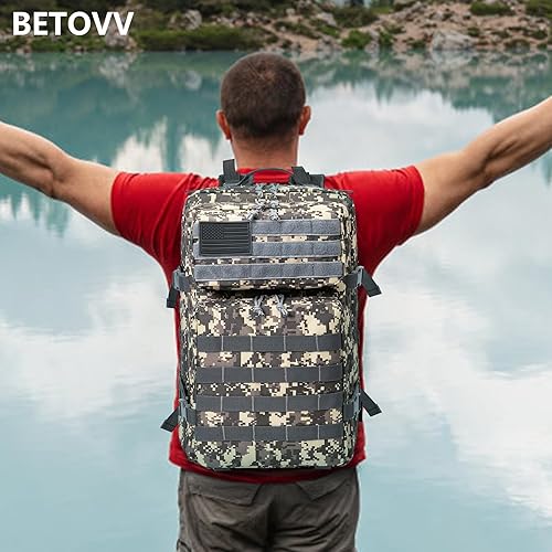 Miniatura 8 de BETOVV Mochila táctica militar de 45L para hombres y mujeres Molle Army 3 días de asalto paquete bolsa grande mochila bolsa de viaje, ACU, Mochila
