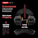 Sparnod Fitness SAD-18 Adjustable Dumbbell 18kg 12 Weight Levels (1.5–18kg) Quick Adjust with Safety Lock Non-Slip Grip, Thickened Base, Premium Steel & Nylon Compact Full-Body Training gallery image
