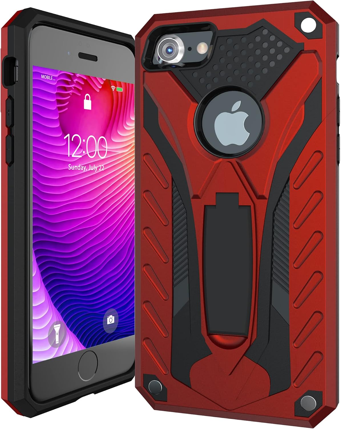 Kitoo Designed for iPhone 6 | iPhone 6S Case with Kickstand, Military Grade 12ft. Drop Tested - Red
