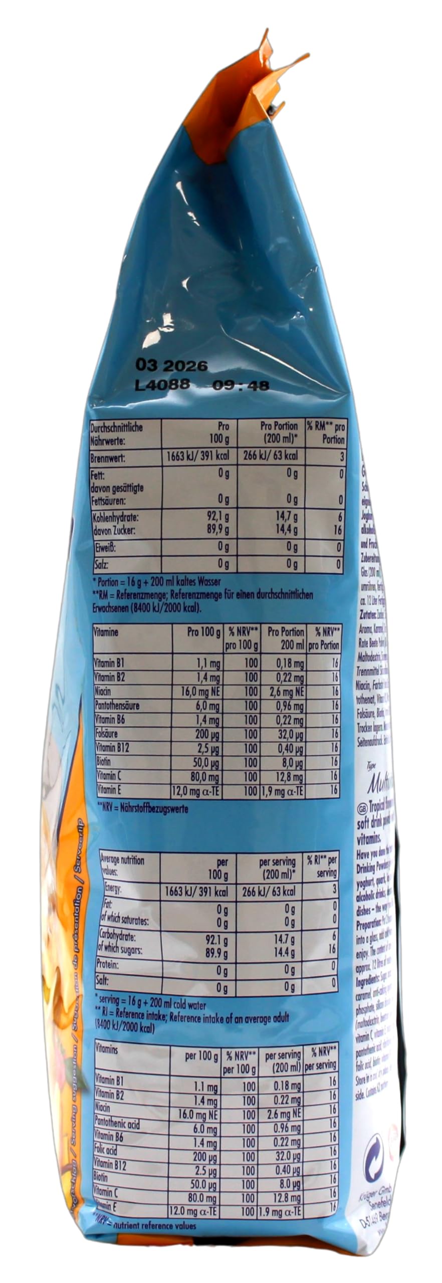 Krüger Family Typ Multivitamin Getränkepulver, 10er Pack (10 x 1 kg)