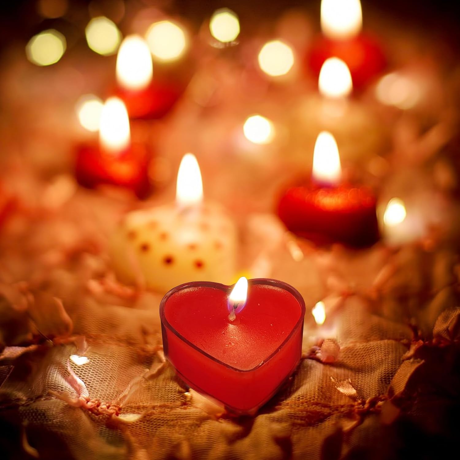 3-Pack Heart Romantic Candle Tealight Candles for Party, Make a Proposal, Halloween, Table Centerpiece (3, Red)