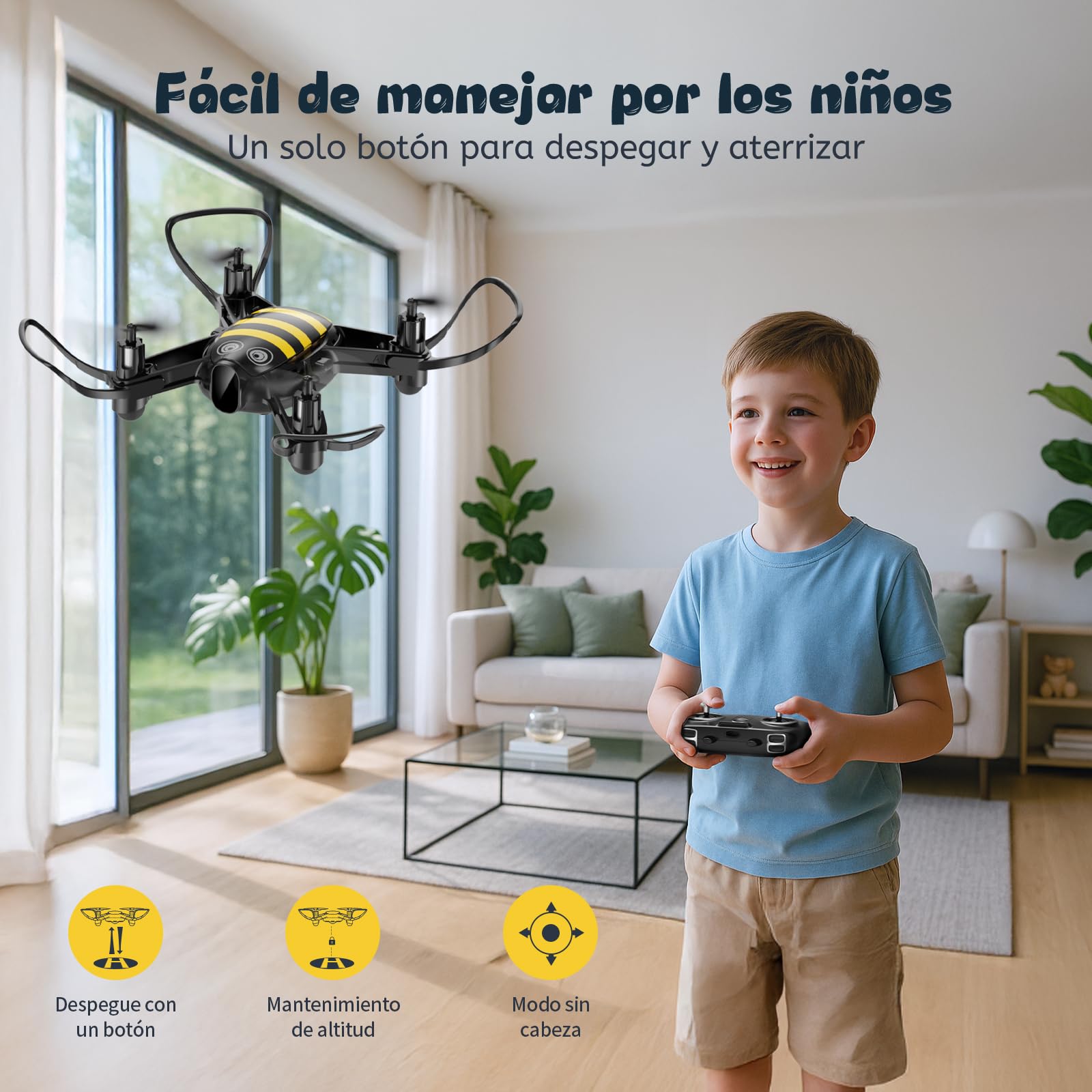 Loolinn | Dron para Regalar a Niños - Diseño Divertido, Fácil de Volar, Seguro para los Niños, Acrobacias de 360°, Cargador con Dos Baterías Incluidas (Idea Regalo)
