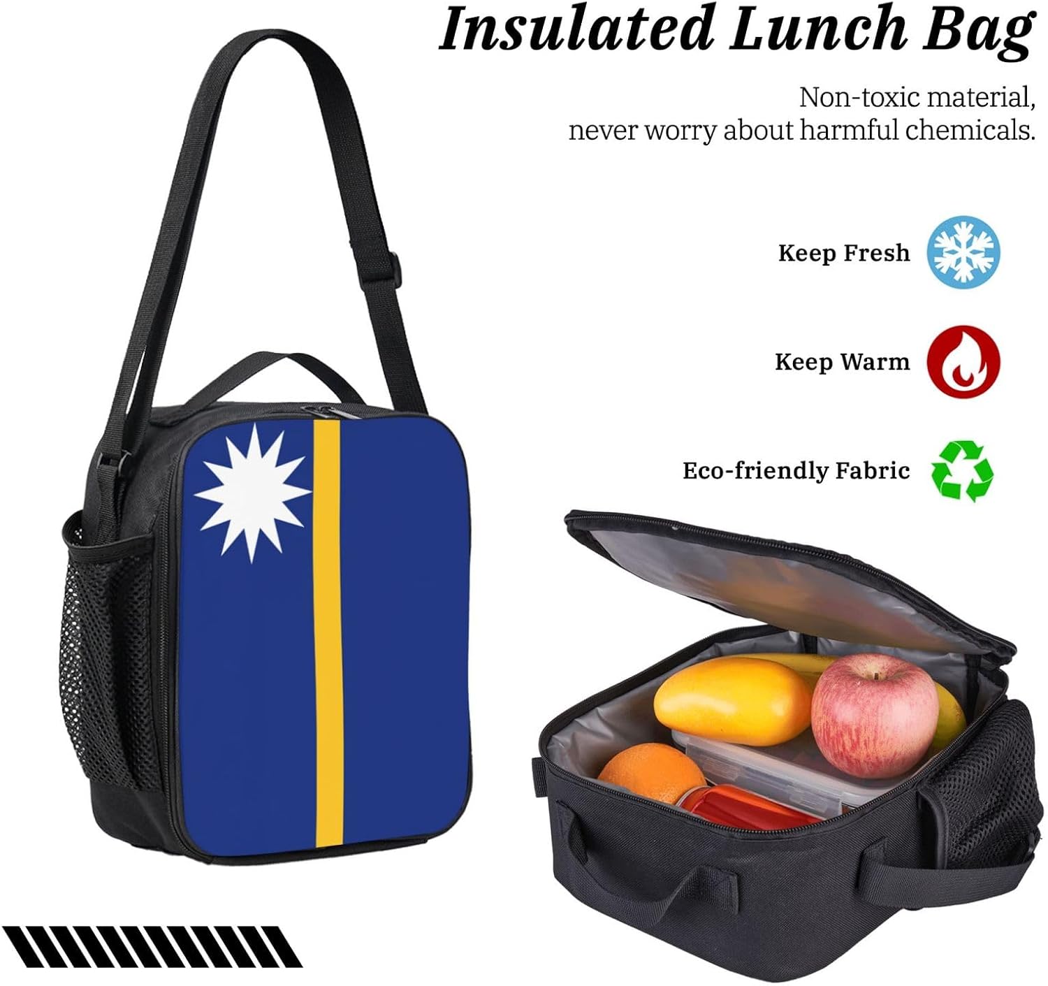 Flag of Nauru print 3 Piece Backpack Bags with Lunch Box Pencil Case Set for Travel Work Camping Unisex