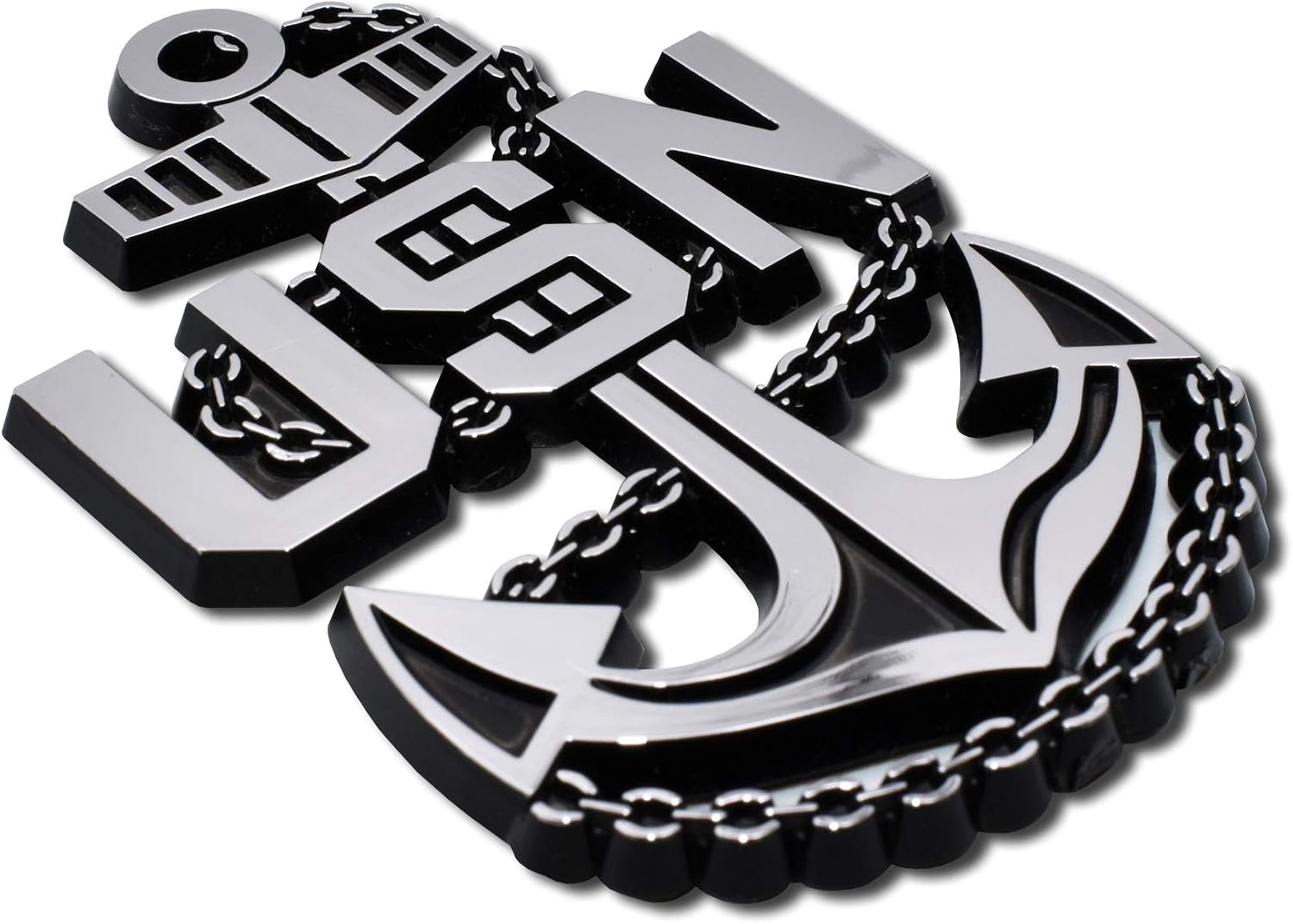 Elektroplate Officially Licensed USN Navy Anchor OEM Chrome Emblem for Cars, Trucks, and All Auto | Universal Fit at 3.25" x 2.1" | Weatherproof