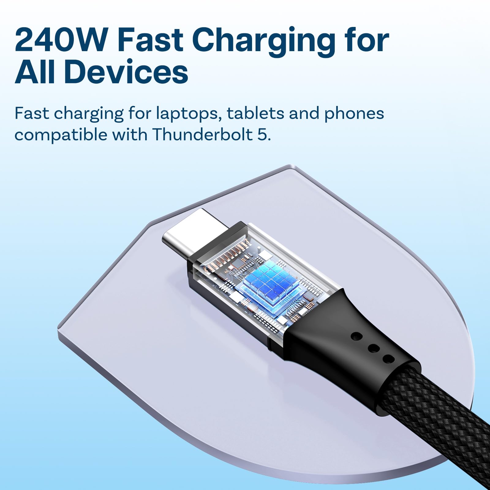 Kabel 80Gb/s do Thunderbolt 5 Firmy MMOBIEL - Kabel w Oplocie Video Display Cable 1m - 120Gb/s Przepustowości, ładowanie 240W do iPhone 17/16 / 15, Thunderbolt 5/4 / 3, USB4, USB-C - Czarny