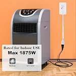 Heavy-Duty 14AWG Major Appliance Extension Cord - White 1FT Flat Thin Under Carpet Extension Cord with Flat Wall Plug,3 Prong Grounded Flat Low Profile Cord for Air Conditioner, Refrigerator