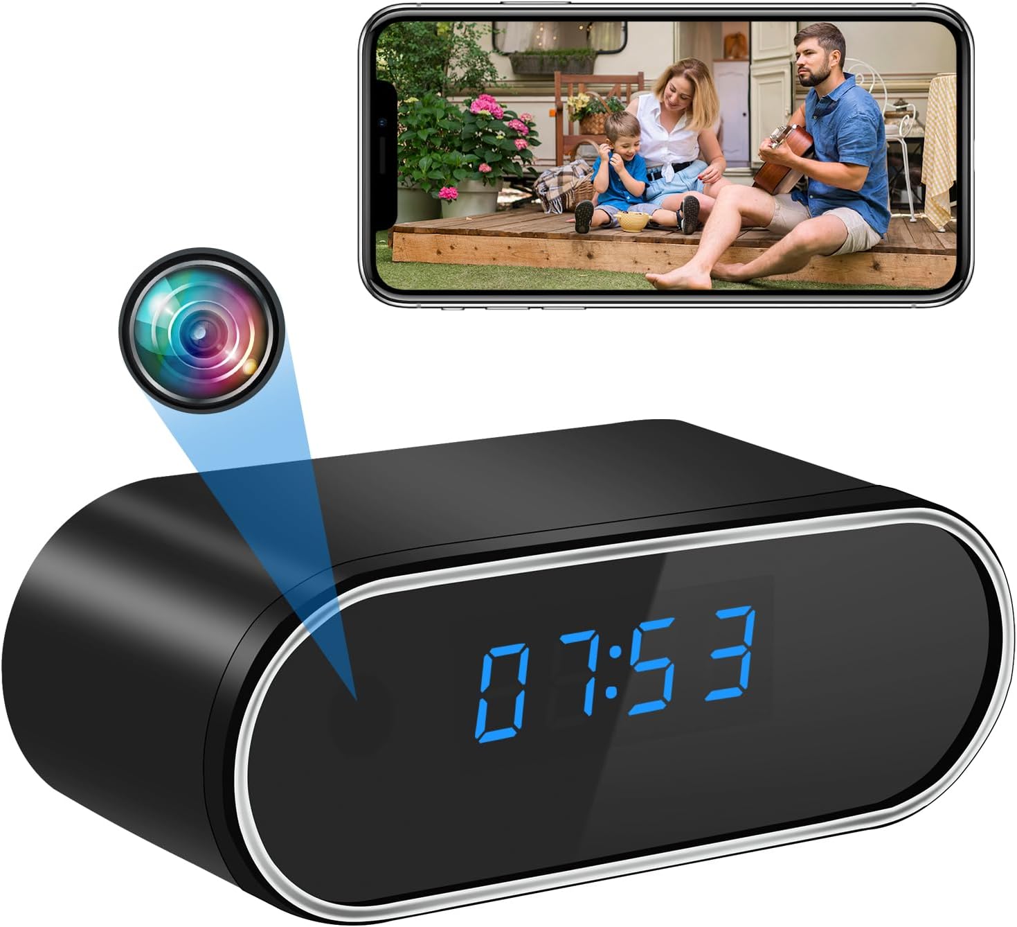 Small Camera Hidden Camera Spy Camera Compact Surveillance Camera Small Security Camera Clock Camera [140° Wide Angle Smartphone Linkage 1080P Quality Night Vision Motion Detection Automatic Alert 4