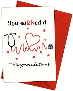 Nurse Graduation Gift Card for Women RN Graduation Gifts for Her Congratulation Greeting Cards for New Nurse Congrats Grad Cards for Nursing School Medical School Graduates You Earned It Card Single 5.3''x8'' with Envelope