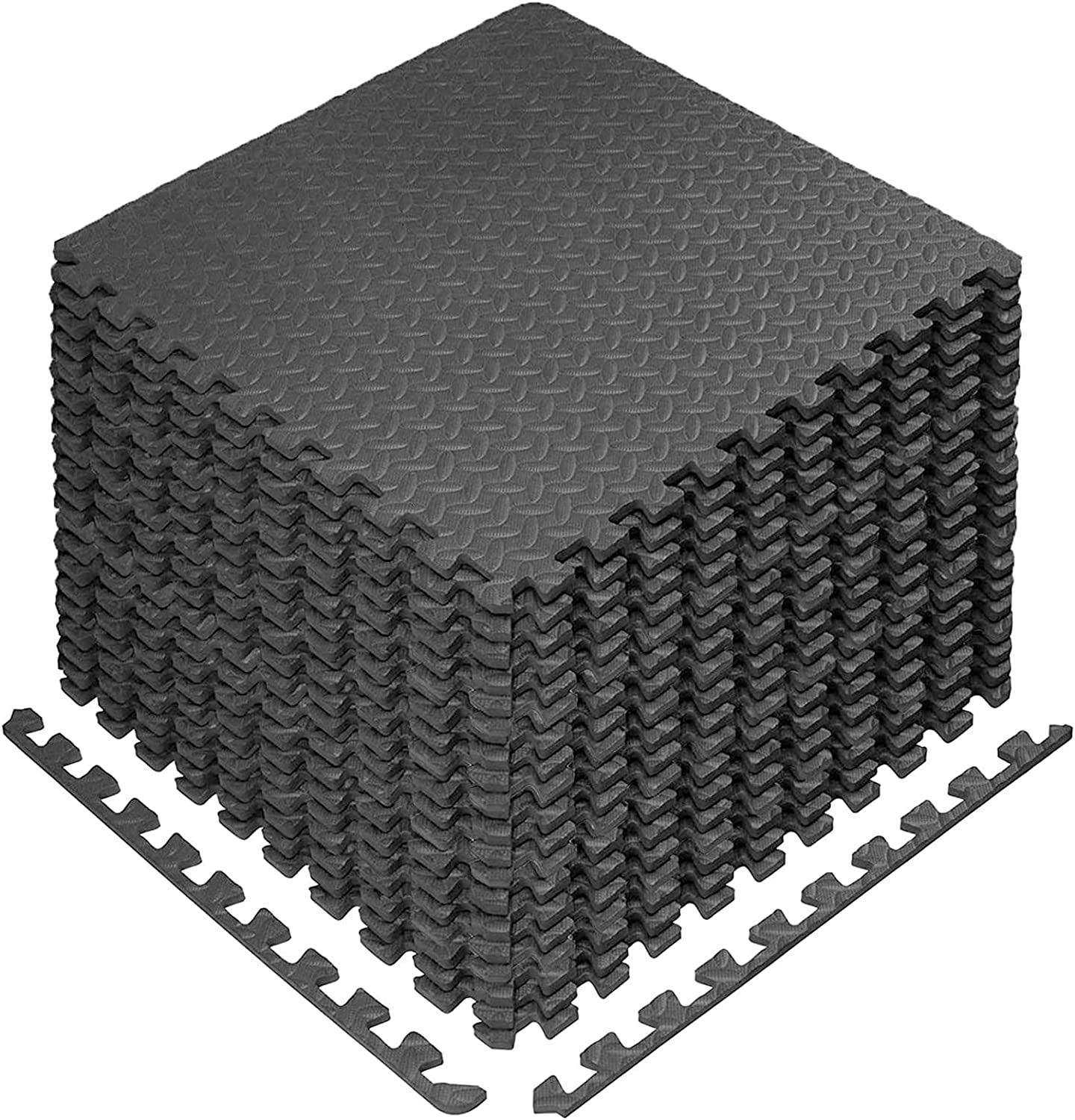 TTEDOYE 12 Pack Puzzle Exercise Floor Mat,EVA Foam Mats with 12'' x 12'' Tiles Interlocking Foam Gym Mats, Protective Flooring Mats Interlocking for Home and Gym Equipment (Black)