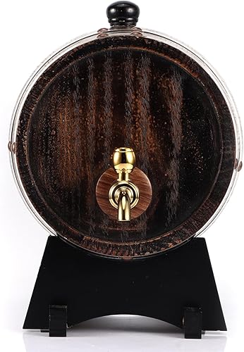 Miniatura 6 de Barril de roble de 3 litros, barril de madera de roble estilo retro, contenedor de barril de whisky de vino tinto con grifo envejecimiento, barril