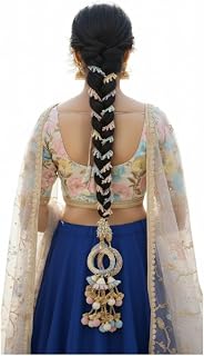 RARA ROOP Punjabi Bridal Parandi/Paranda | Black & Gold Braided Hair Extension with pastel colors Pom Pom Tassels | Tradit... Price In India