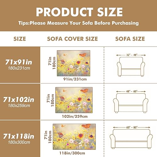Vista 31 de Funda de sofá con estampado floral, fundas de sofá resistentes a las manchas, protector universal de muebles