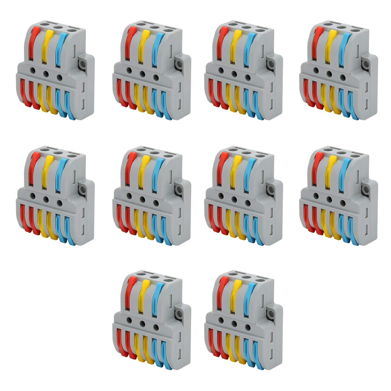 Connecteur de fil rapide 10 pièces, 3 entrées et 6 sorties Connecteurs électriques de câblage rapide couleur LT-633 Borne à pince de bloc de fils