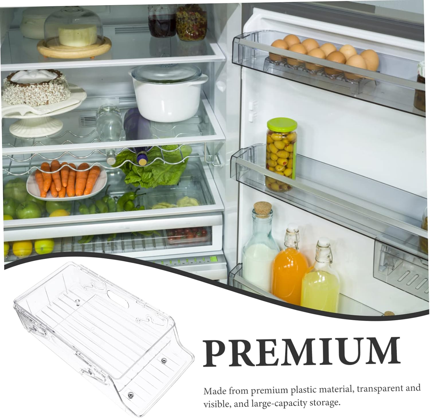Cabilock Double Layer Rolling Soda Can Dispenser Transparent Fridge Organizer Multi-functional Beverage Holder for Kitchen Office and Pantry Storage