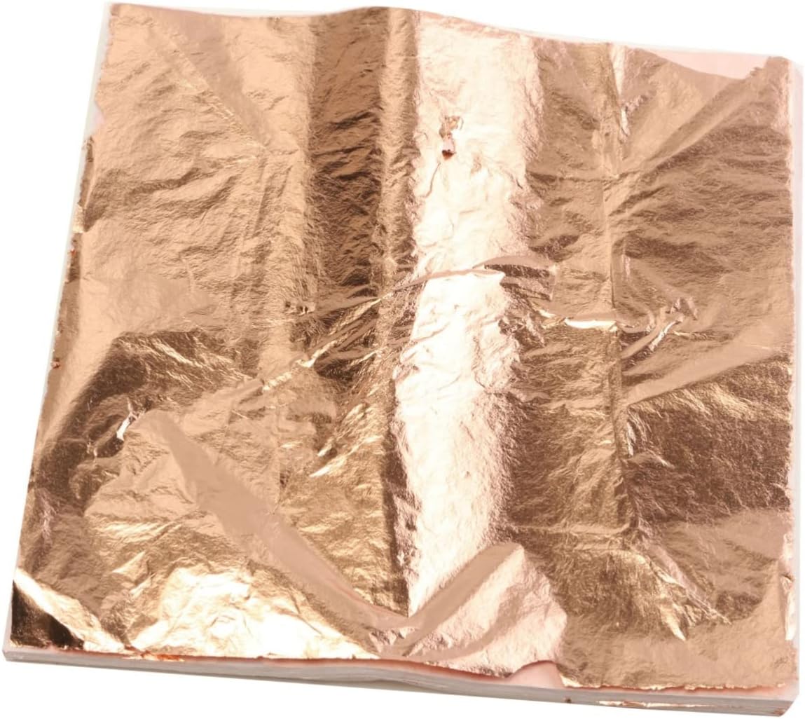 PLAFOPE 100pcs Copper Foil Decorative Stickers for DIY Art Crafts Imitation Gold Leaf 14 x 14CM for Home Decor Scrapbooking and Wrapping