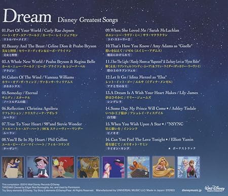 Amazon ドリーム ディズニー グレイテスト ソングス 洋楽盤 ヴァリアス アーティスト アニメ ミュージック