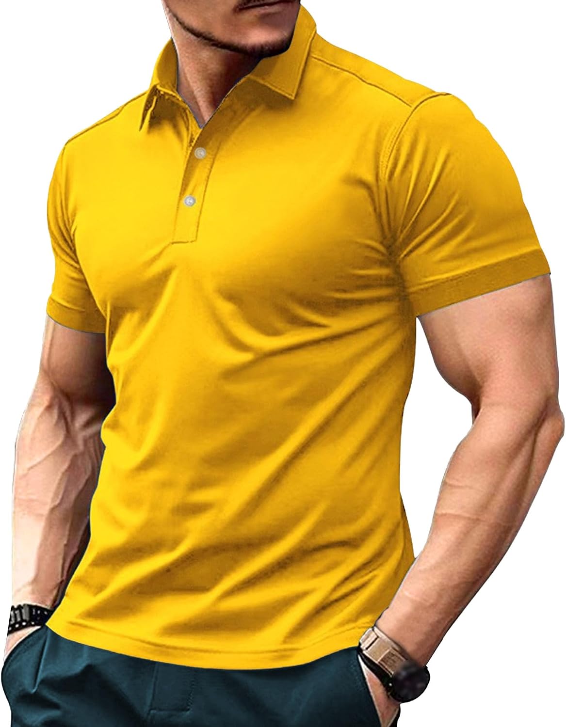 Men Lapel Collar Outdoor Sport Shirts Solid Thin Slim Fitness Polo Shirt Summer Simple Urban Style Pullover Tops