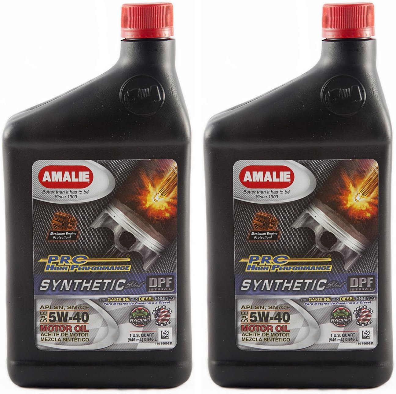 Amalie (65696-56 5W-40 Pro High Performance Synthetic Blend Motor Oil - 1 Quart (Pack of 2)