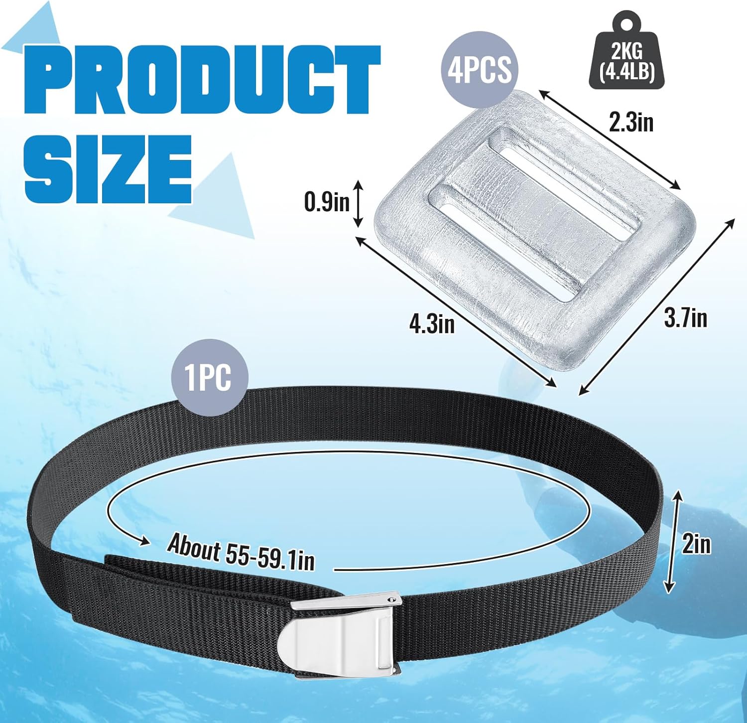 4 Pcs Dive Weights for Scuba with 1 Pcs Scuba Diving Weight Belt Set Scuba Weights Nylon Long Scuba Weight Belt with Metal Quick Release Buckle for Summer Free Diving Spearfishing