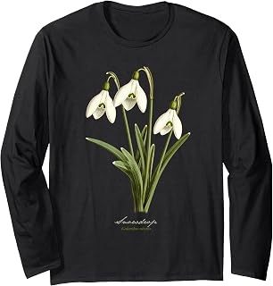 Snowdrop Flower Scientific Name Vintage Illustration Flowers Long Sleeve T-Shirt