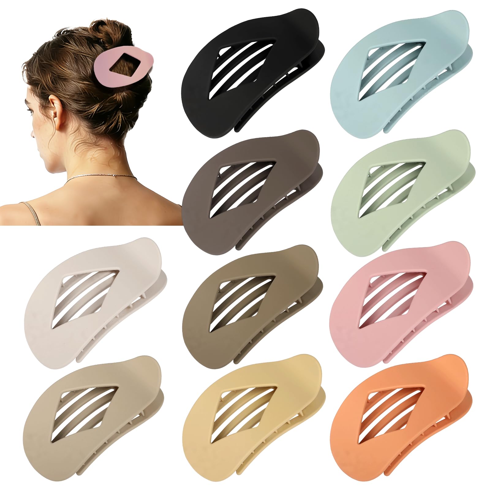 Photo 1 of 10 PCS Hair Clips for Women - Medium Matte Flat Hair Claw Clips, 4.2 Inch Strong Hold Non-Slip Jaw Clips, Neutral Hair Accessories for Commuting(Light Brown)