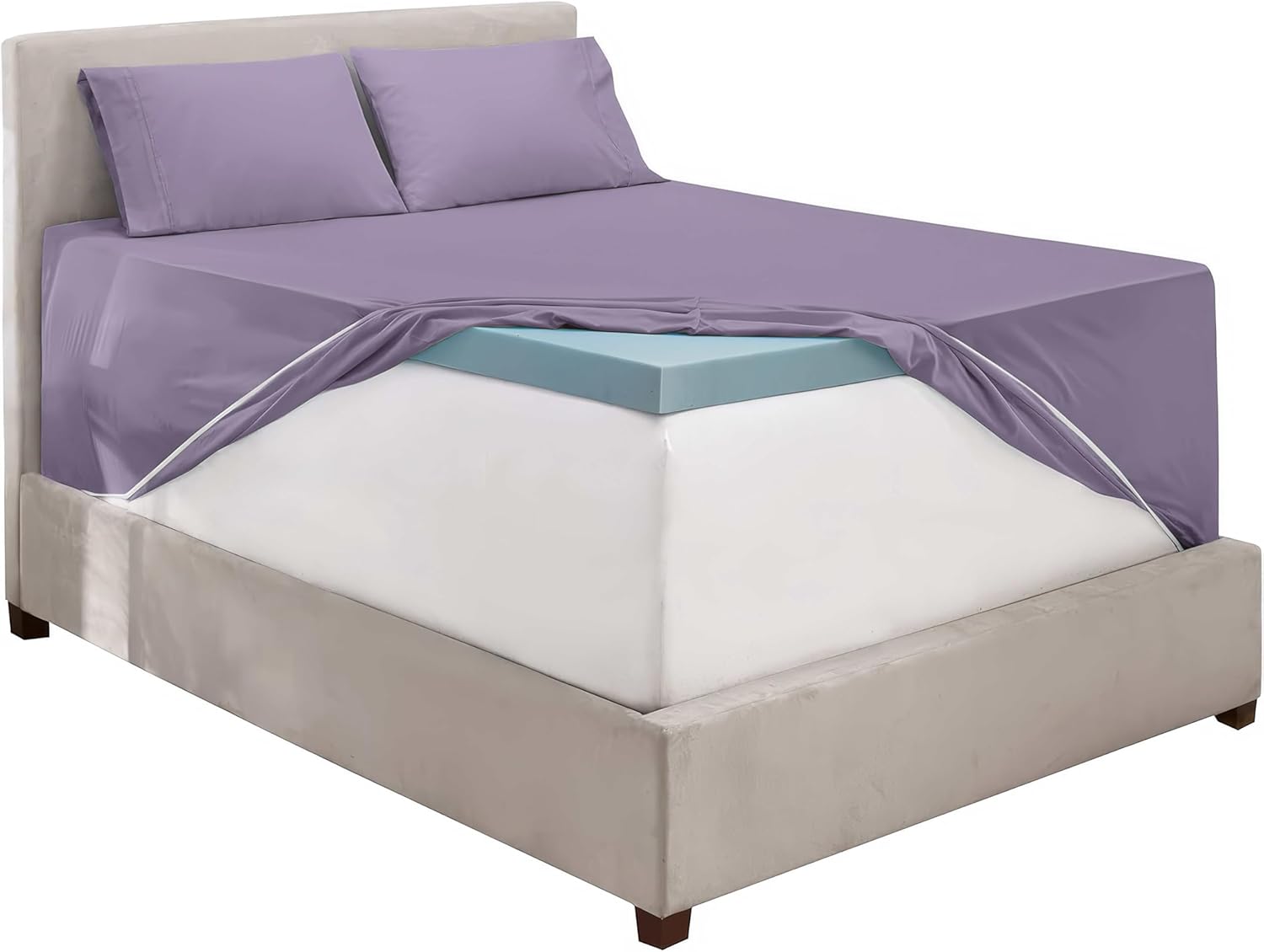 Hearth & Harbor Extra Deep Pocket King Size Sheets - 4 Piece Hotel Luxury King Size Sheet Set Fits Up to 24" Mattress - Ultra Soft Luxury Bed Sheet Set - King, Grayish Purple