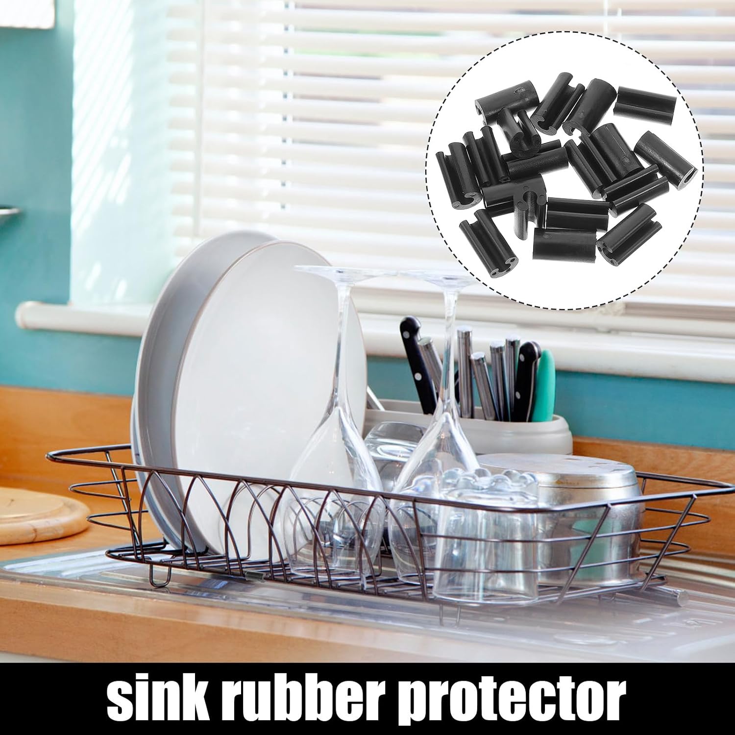 Luxshiny Non-Slip Rubber Feet for Sink Grid Replacement 50Pcs U-Shaped Pads for Kitchen Sink Protector Draining Basket Anti-Skid Bumpers Wire Rack Accessories