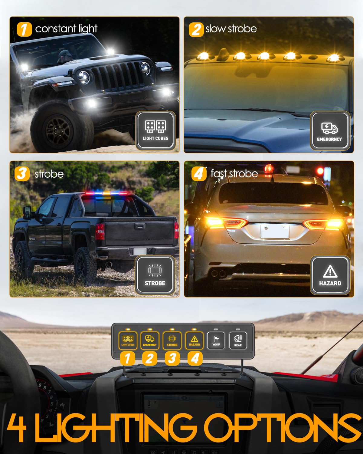 Wireless Switch Panel, Nirider 6 Gang Switch Panel 4 Control Modes 12V 24V Universal Circuit Control System Strobe Switch Relay Box Multifunction Switch Panel for Truck Jeep SXS UTV ATV Car Van Tacoma