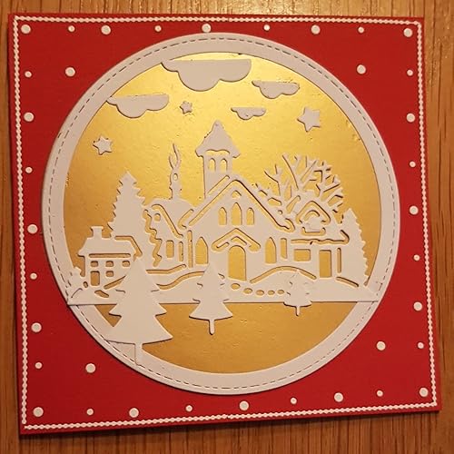 Miniatura 3 de Troqueles de metal con marco de castillo, plantillas de marco de Navidad de castillo de casa, tarjetas de manualidades, troqueles de corte para