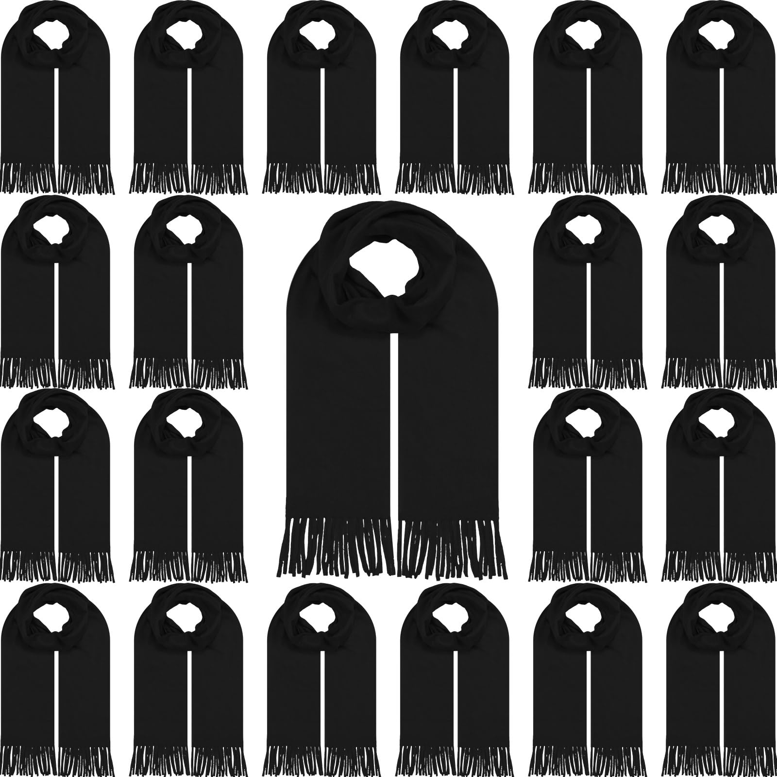Suhine Warme Winterschal, weich, für kaltes Wetter, einfarbig, Unisex, Fleece-Schal für Damen und Herren, Schwarz, 24 Stück, Schwarz, Einheitsgröße