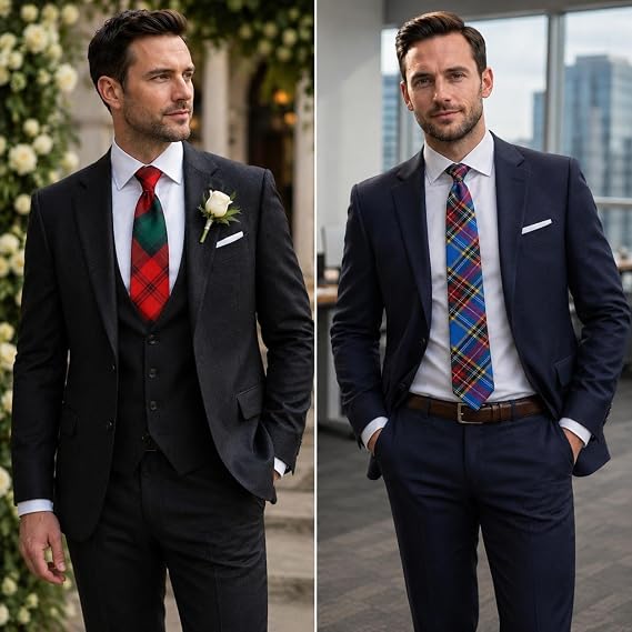 mens tartan tie - Scottish Tartan Classic neckties for men - Business, Wedding & Formal Wear