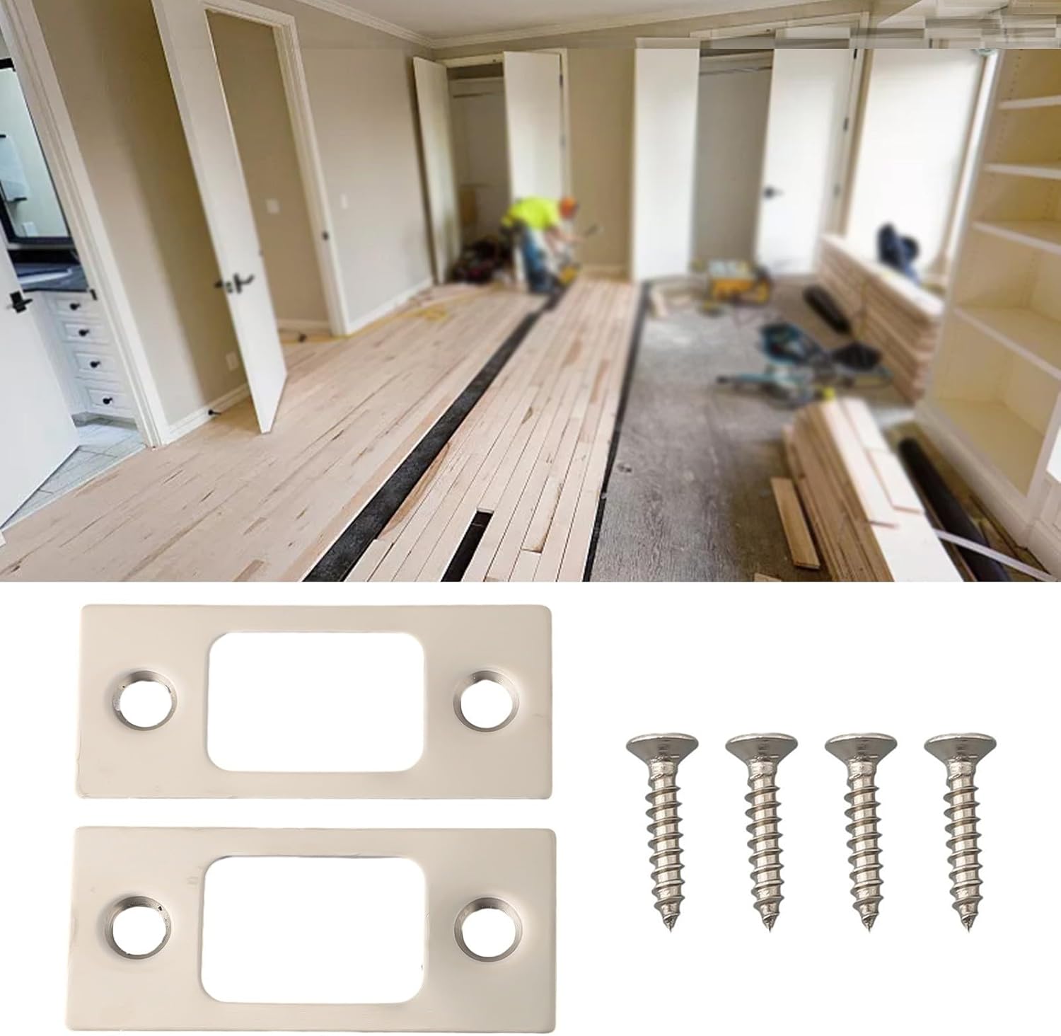 Stainless Steel Pack of 2 Deadbolt Strike Plates Door Backplate for Strengthened Security of Home and Office Doors