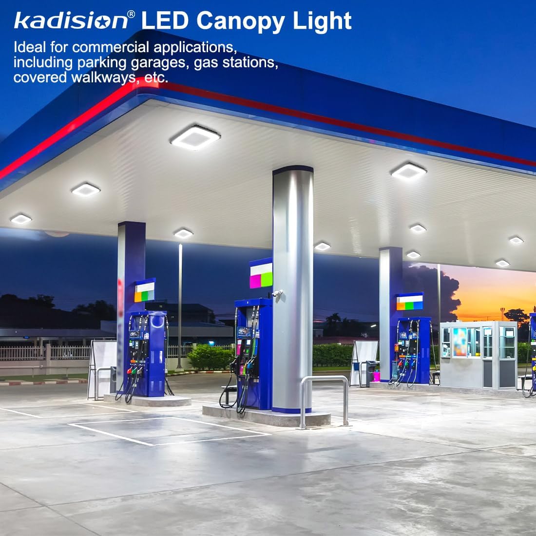 kadision LED Canopy Light 100W, 10"x10" Square Gas Station Light with Selectable Wattage (100/80/60W) and 3CCT (5000/4000/3500K), 0-10V Dimmable IP65 Waterproof, UL Certified - Image 7