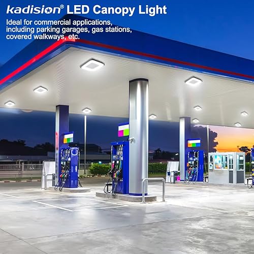 Miniatura 7 de Kadision Luz LED de toldo de 100 W (equivalente a 400 MH), luz cuadrada de gasolinera de 10 x 10 pulgadas con potencia seleccionable (1008060 W) y