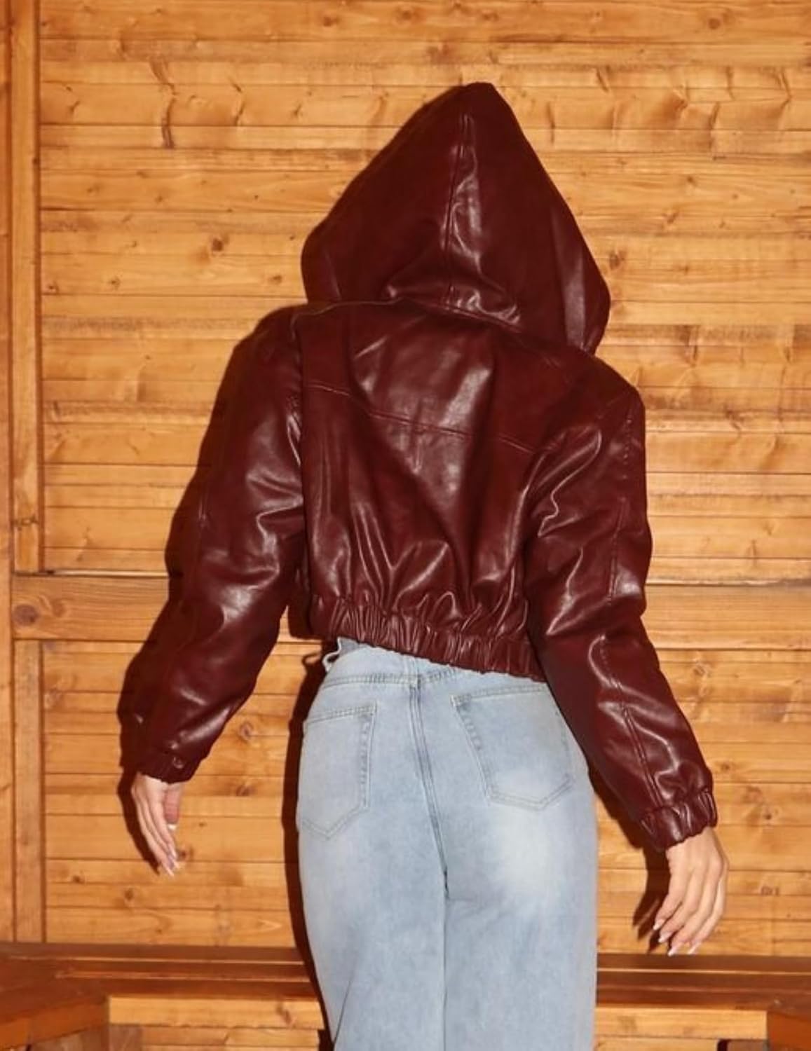 Aelfric Eden Jackets Cropped Faux Leather Hooded Jacket Vintage Fashion Casual Motorcycle Coats Y2k Dressy Outfits