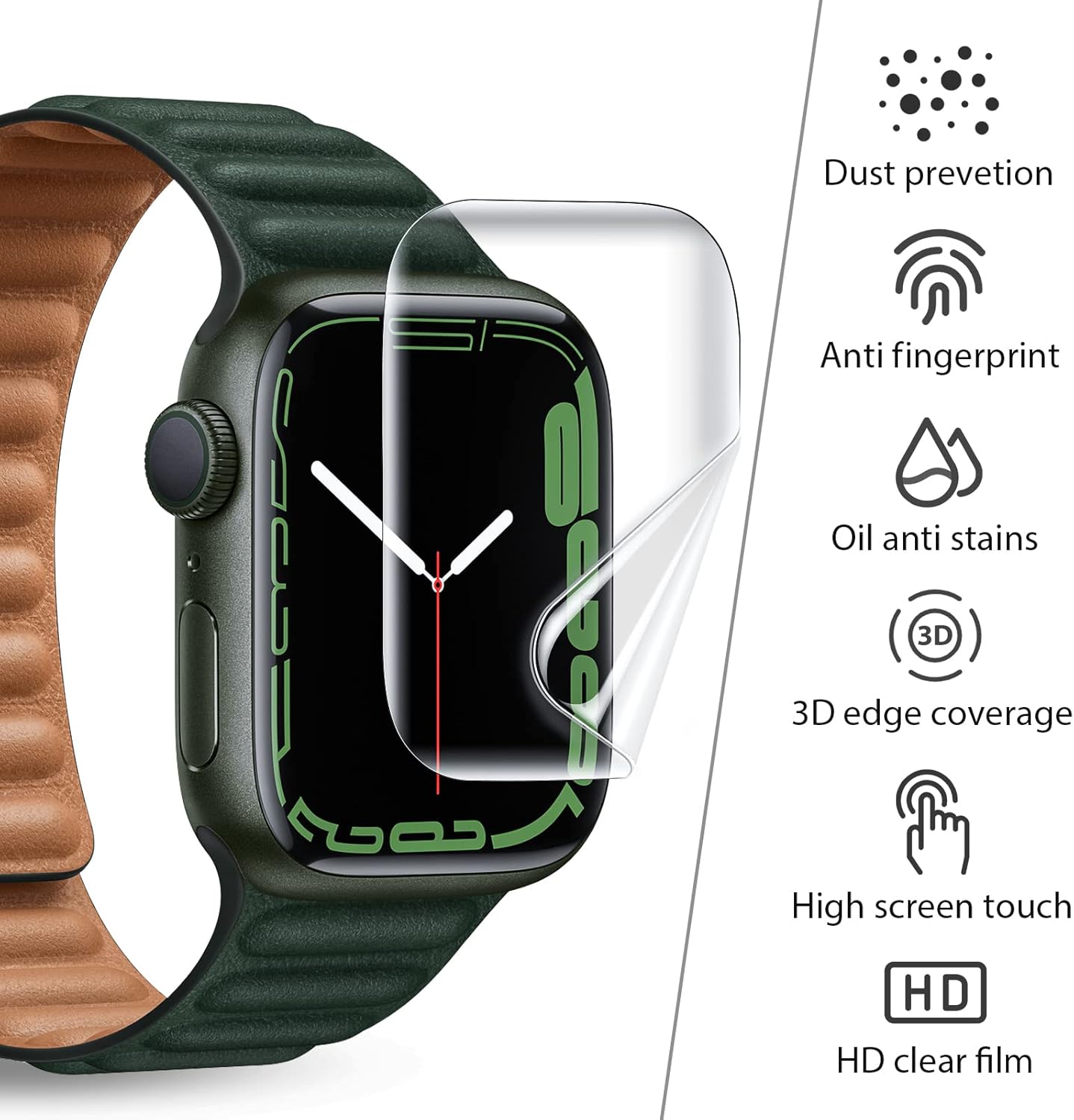 8Pack Uyiton Compatible for Apple Watch Series 7 41mm Screen Protector TPU Film (Not Glass) Edge Protective Military-Grade Replacement iWatch Smart Watches Protection Bubble Free Ultra Thin Clear : Cell Phones & Accessories