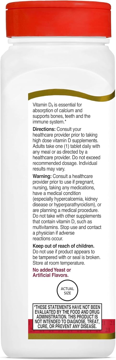 21st Century D 5000 IU Tablets, 360 Count (Pack of 2)