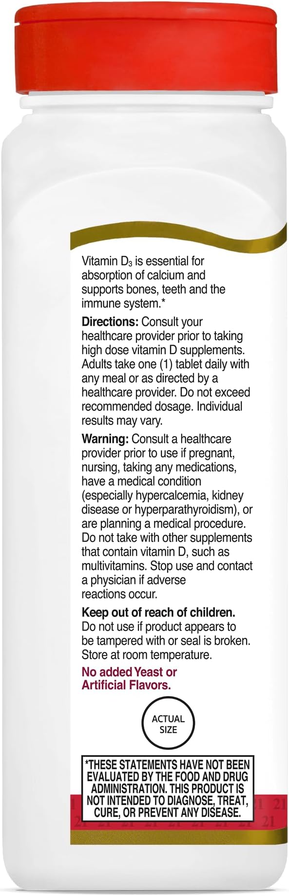 21st Century D3 5000 IU Tabletas, 360 Unidades miniatura 2