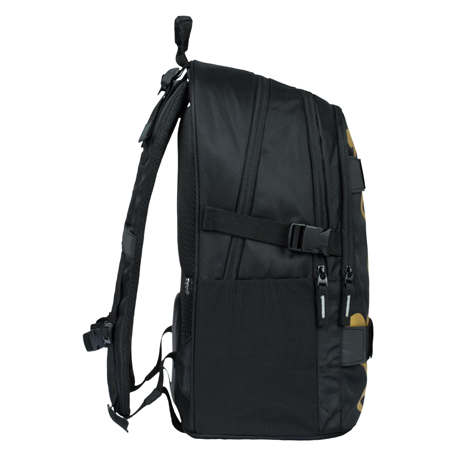 Baagl Schulrucksack Set Jungen Mädchen 5-Teilig ab 3. Klasse - Skate Gold | SKATE Schulrucksack Set mit Turnbeutel, Mäppchen, ergonomischem Rücken und Brustgurt für den Schulalltag.