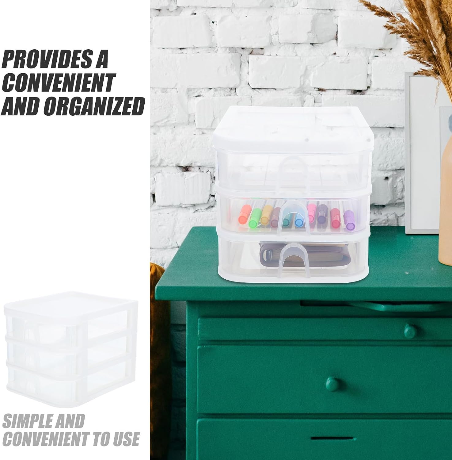 ERINGOGO Makeup Organizer Box with Drawers for Desk Drawer Storage Lightweight Pp Material with Seamless Access Designed to Prevent Warping for Home and Apartment Use