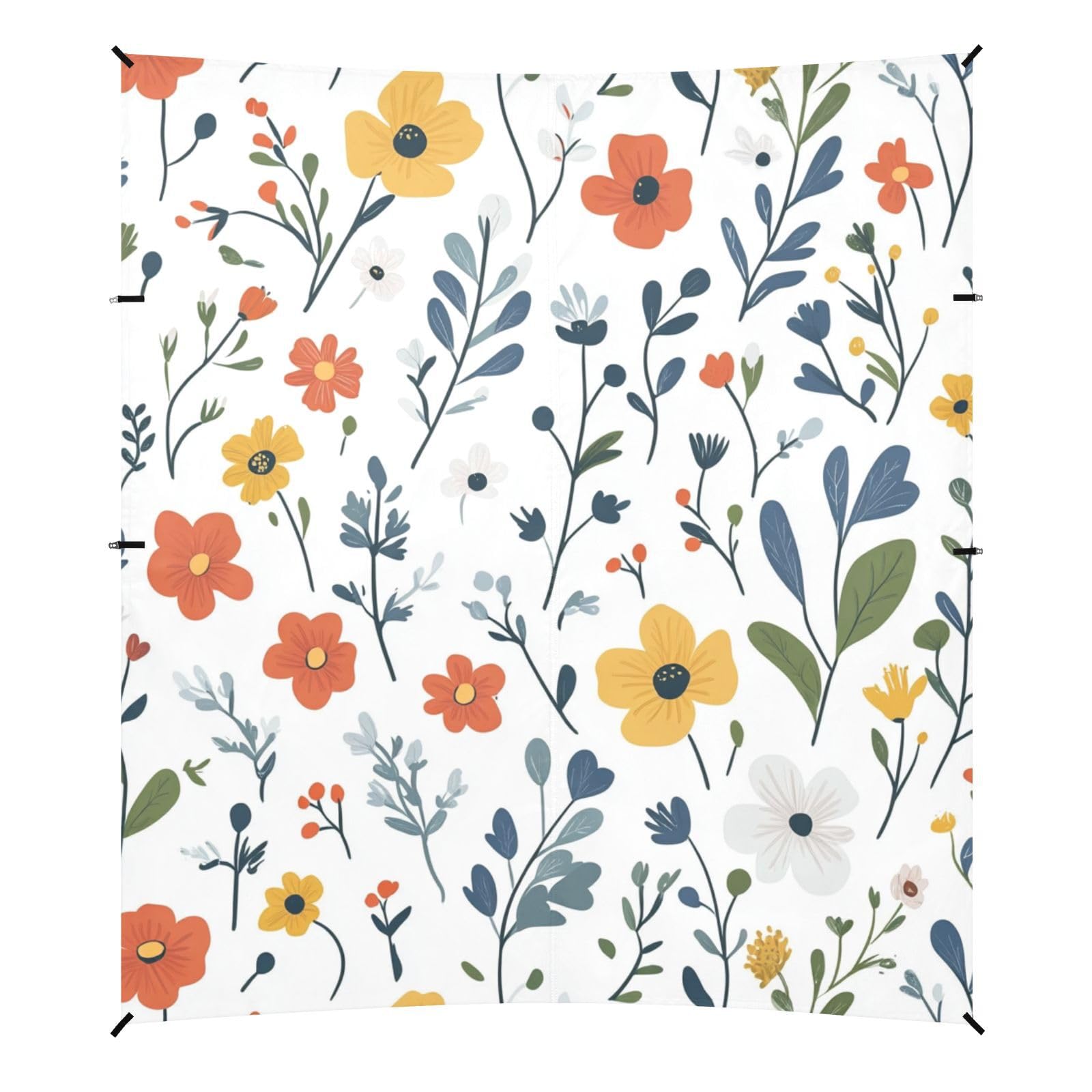 Little Wildflowers Foldable Beach Tent UPF50 Waterproof Portable Sun Shelter with Sand Pockets for Camping, Picnics, Backyard