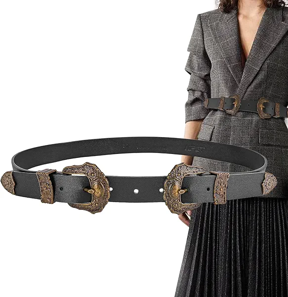 NPET Women Leather Belt for Jeans, Dresses, Fashion with Gold Buckle