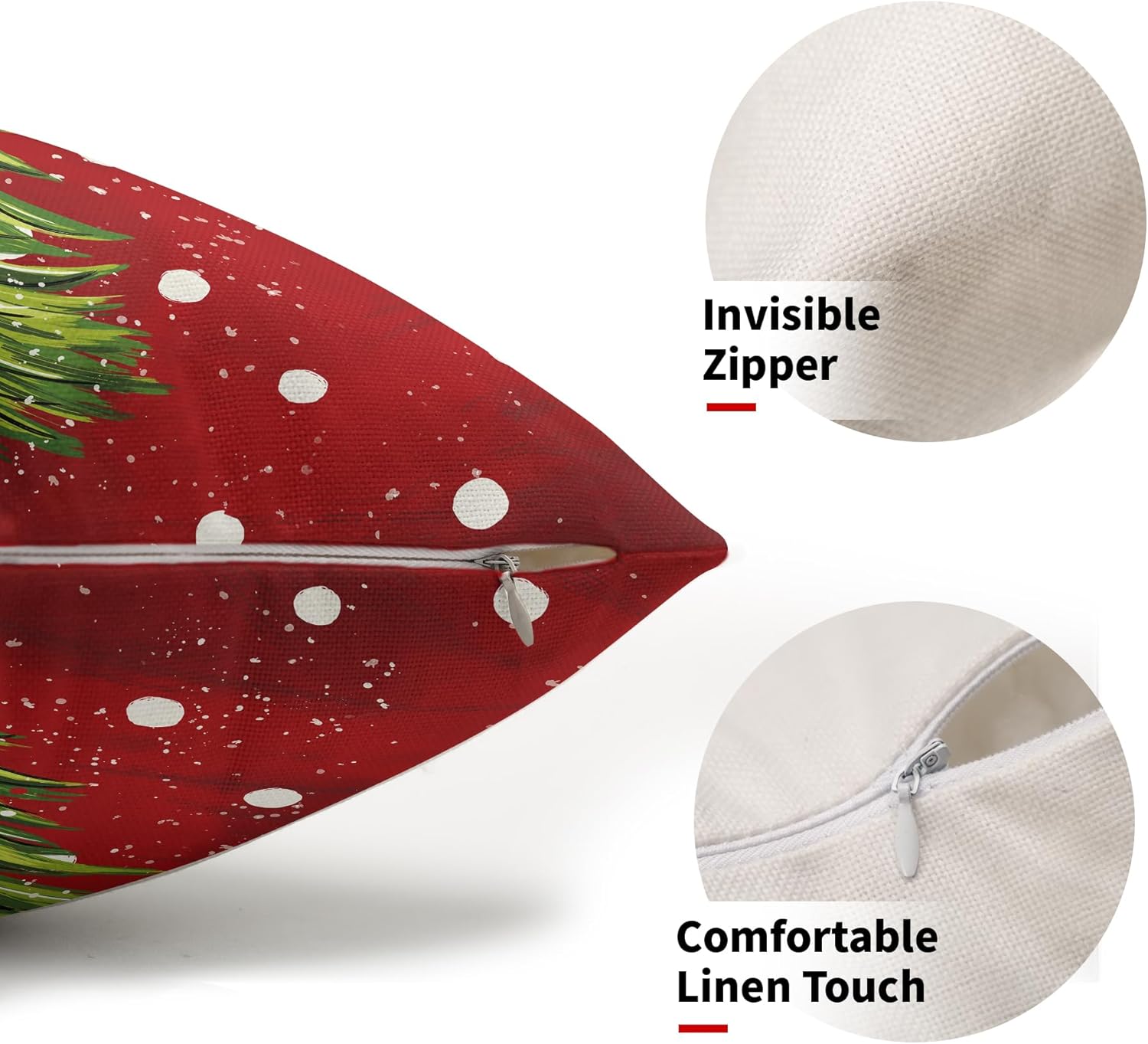 aportt Red Christmas Lumbar Pillow Covers 12X20 In Set of 2 Green Xmas Watercolor Tree Rectangular Cases Winter Holiday Pillowcase Cotton Linen Cushion Case Rustic Home Decor For Couch Porch Outdoor