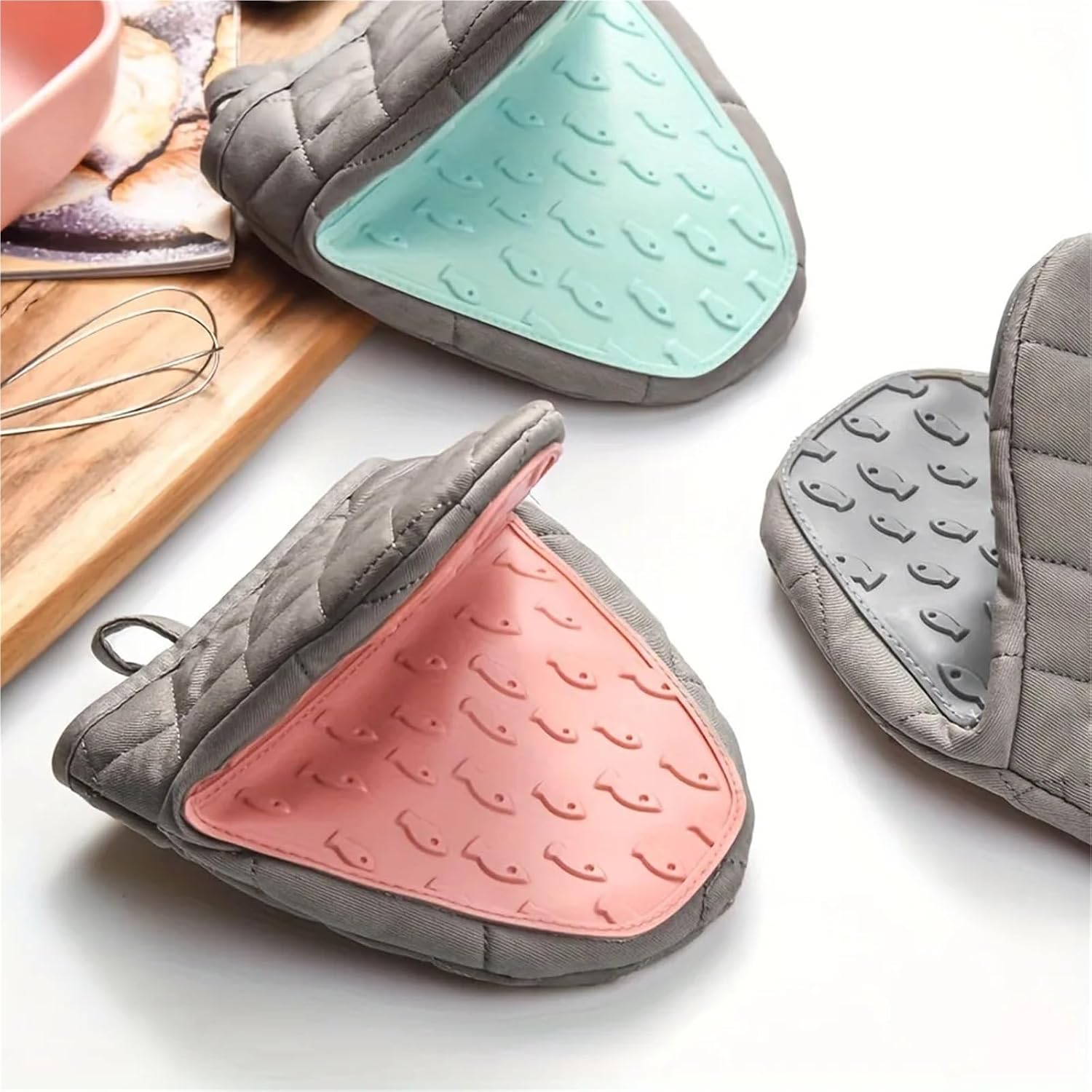 1Pc Fish Shaped Anti Scald Oven Gloves Kitchen Silicone Tray Dish Holder Multi-Purpose(Gray-1)