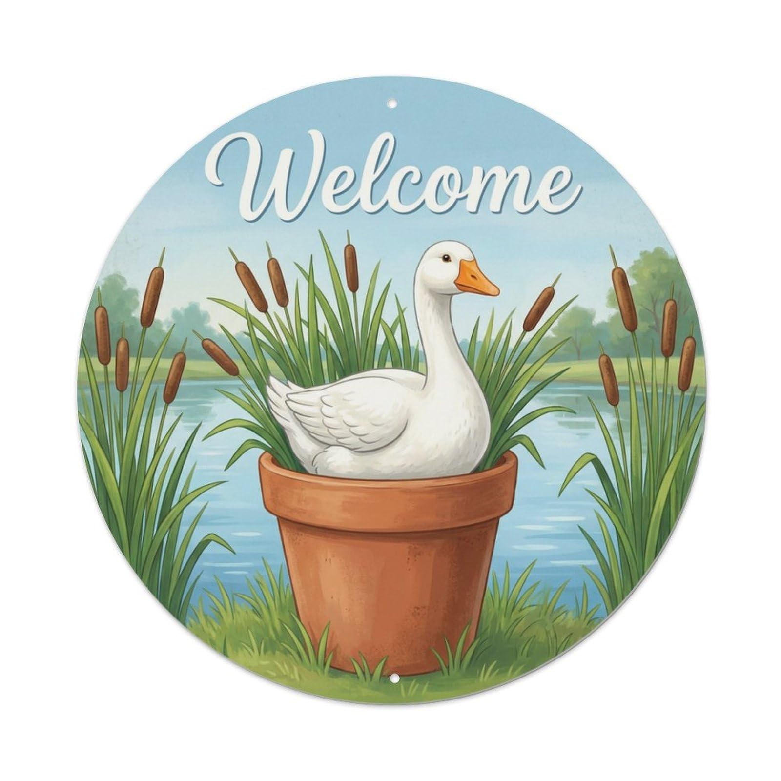 Welcome Goose Pond Reeds Metal Tin Sign